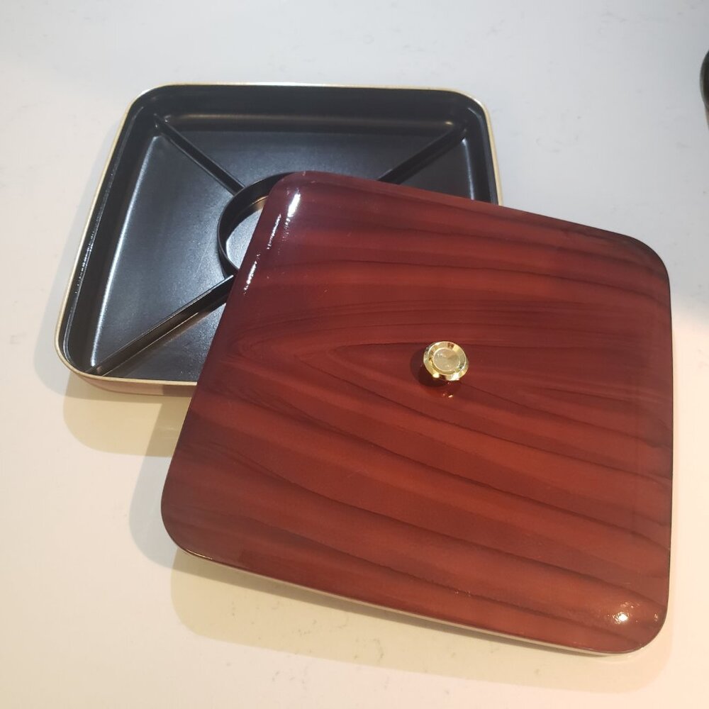 Japanese Brown Lacquerware Divided 5 sections Box / Tray Vintage MCM